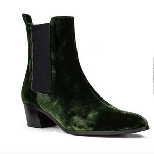 VELVET ANKLE BOOTS "MODERN VICE" Dark Green ~NEW~